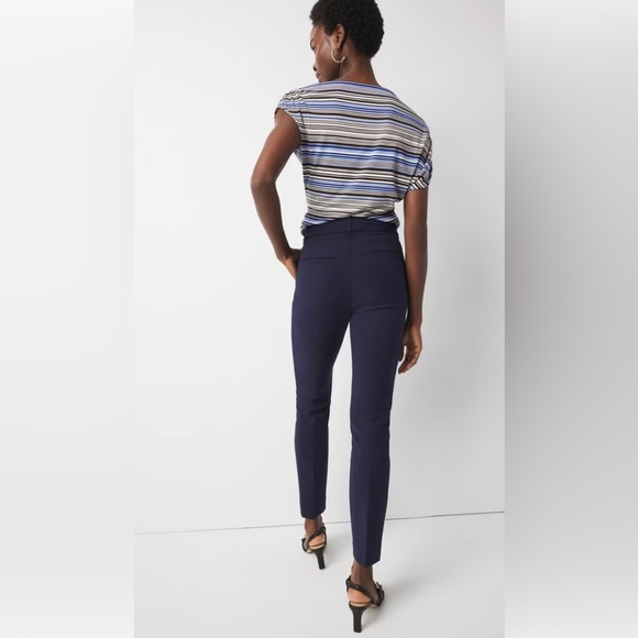 White House Black Market ELLE Slim Ankle Comfort Stretch Navy Women's Trousers - Picture 3 of 10